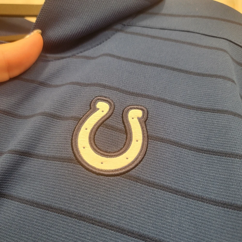 Nike Colts Dri Fit Striped Polo Blue On Field Size Medium NWT